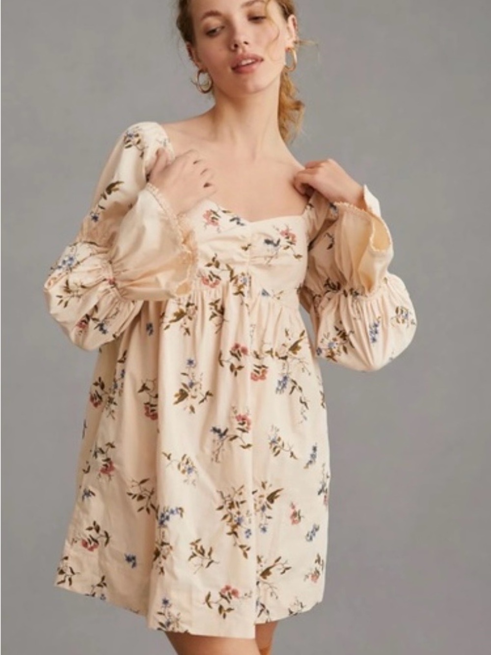 Anthropologie  Long-Sleeve Embroidered Mini Dress